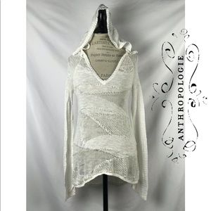 Anthropologie Yellow Bird White Knit Hoodie